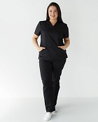 Медицинский костюм женский Топаз черный +SIZE